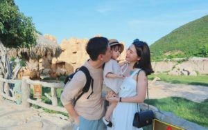 Vietnamese young family travel 